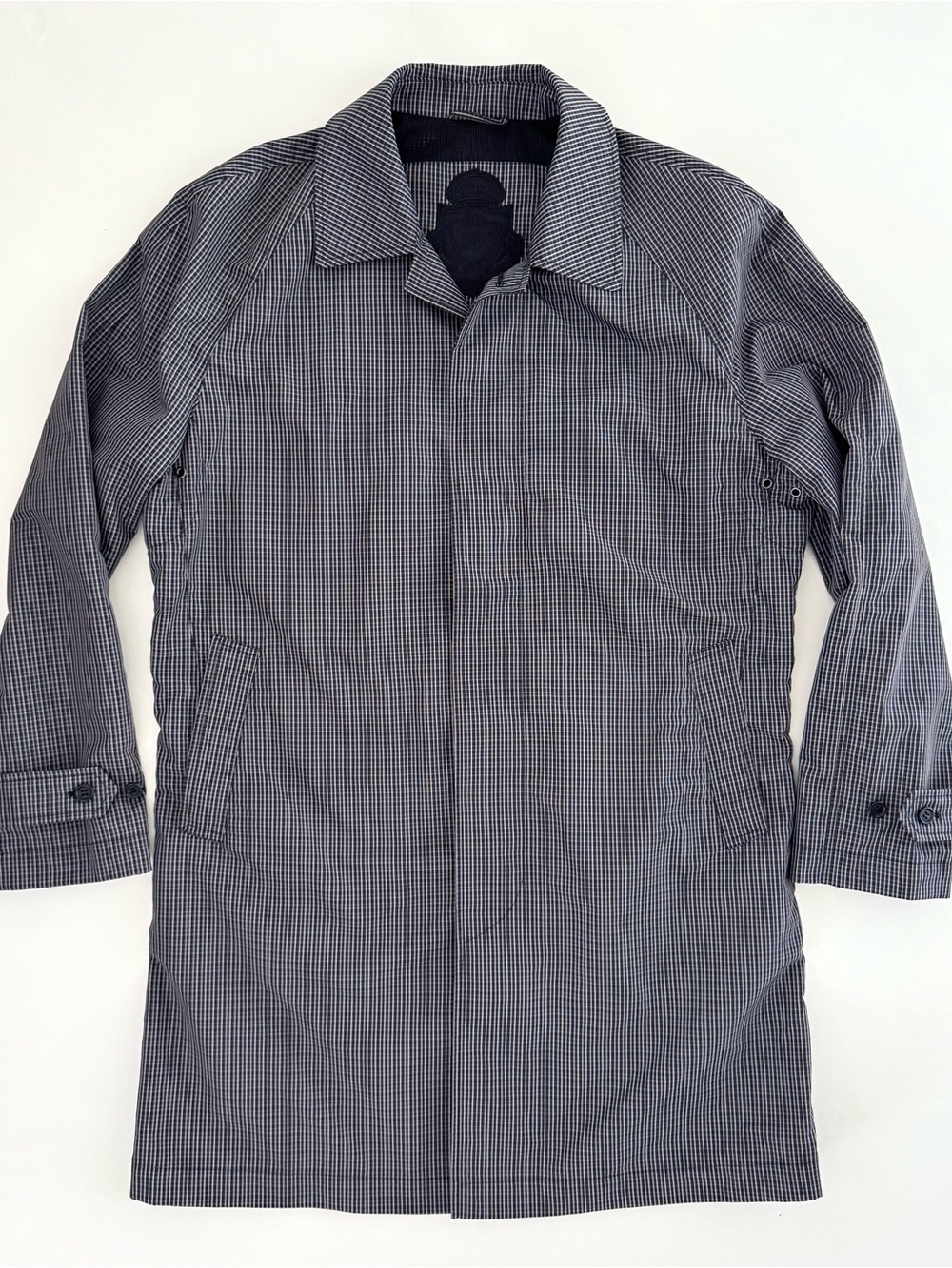 Hörst Düsseldorf Men’s Mac Style Rain Coat In Gray Micro Check - Size M - New - Picture 2 of 9